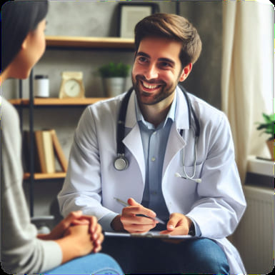 Clinician fitting an ABPM cuff on a patient